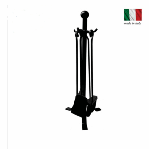 Gruppo Attrezzi Camino in Ferro Battuto con Palla h73 cm Made in Italy