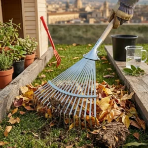 Rastrello Ventaglio in Acciaio Zincato per Foglie