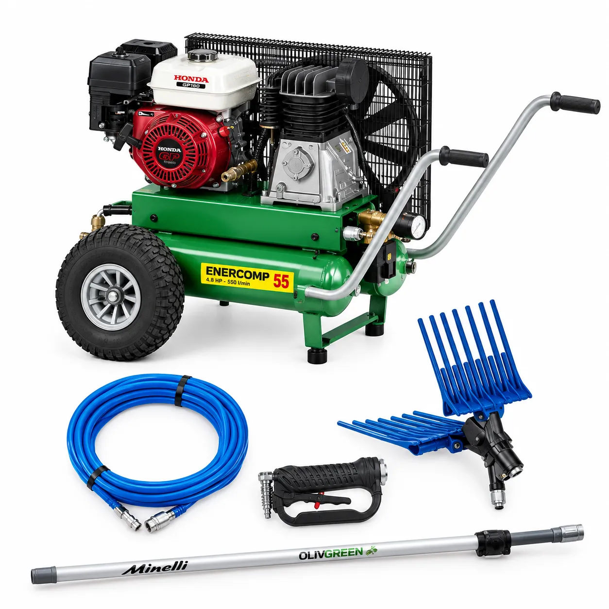 Motocompressore per Raccolta Olive Enercomp 55 Kit2 Motocompressore per Raccolta Olive Enercomp 55 Kit2
